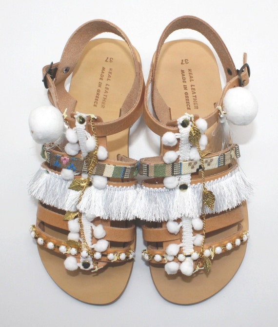 white boho sandals