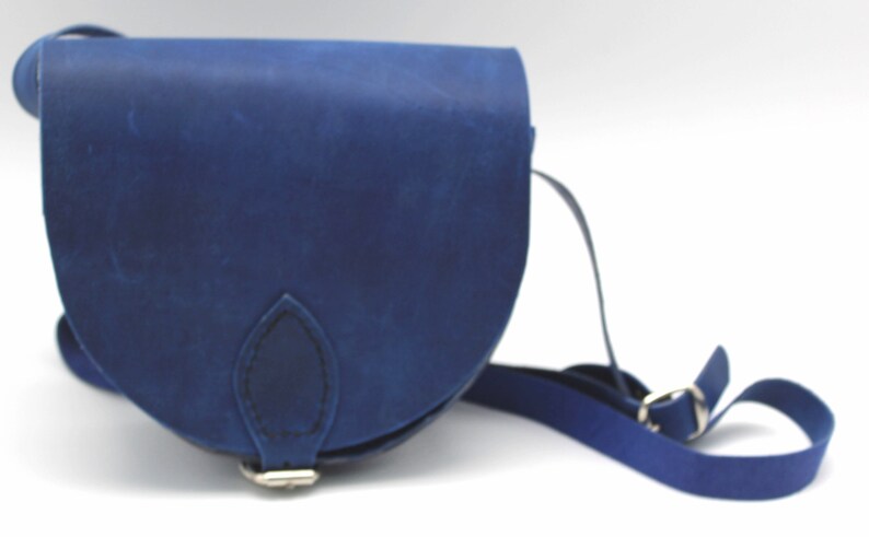 blue saddle bag