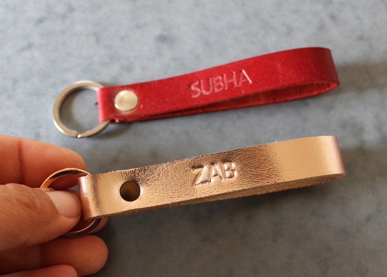 Embossed Leather keychain leather key fogname Etsy