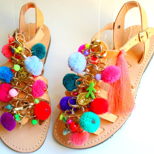 Boho Pompom Gladiator Sandal main image 1