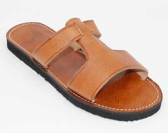 Mens leather slides,Mens leather sandals, mens leather sandals brown, mens handmade sandals,Handmade Unisex Sandals, Genuine Leather Sandals