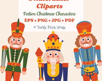 Nutcracker Clipart Set | Christmas Toy Soldiers, Cartoon Style (eps, png, jpeg, pdf)