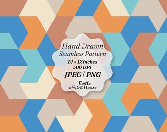 Hand Drawn Geometric Arrow Tile Pattern | Seamless Digital Paper | Retro Chevron Background | Scrapbook Paper  JPEG PNG