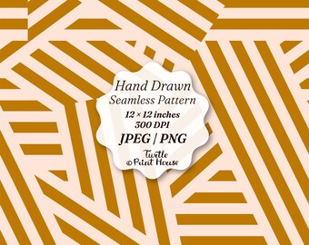 Mustard Yellow Abstract Stripe Digital Paper | Hand Drawn Geometric Seamless Pattern | Ochre Gold Boho Fabric Design | JPEG PNG