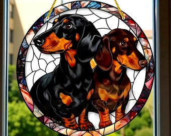 2 Attrape-Soleil Chien Corgi & Chihuahua - Décoration Fenêtre Jardin Mobile Lumineux En Acrylique | Lot De 2