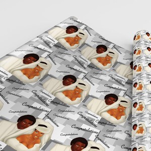 Papel de embrulho de propriedade negra | Papel de presente com melanina mágica | Papel de presente de inspiração afro, culturalmente rico, ousado e bonito para aniversários e dia a dia
