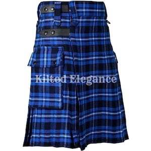 American Patriort Tartan Utility Kilt for Men - Scottish Tartan Utility Kilt with Pockets - 16oz Heavyweight Custom Handmade Tartan Kilt