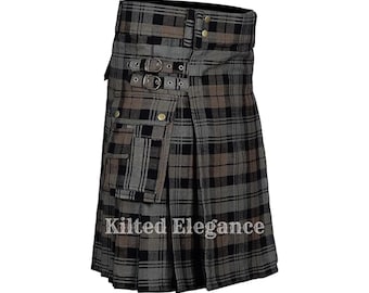 Handmade Black Watch Tartan Utility Kilt: 16oz Heavyweight Scottish Kilt