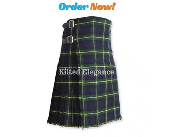 Handmade Gordon Tartan Kilt: 8 Yard Scottish Highland Wool Kilt