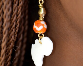 Orange Map of Africa Drop earrings,Map of Africa Drop Earrings,Orange African Drop Earrings for women