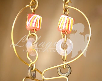 Maroon African beaded earrings,Unique Maroon African drop earrings,