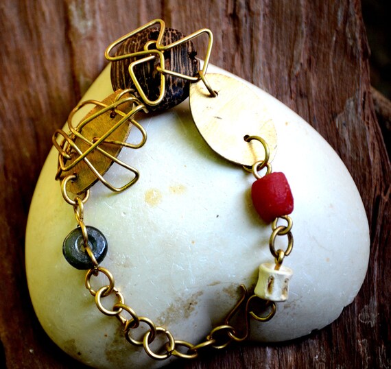 Brass charm bracelet sale
