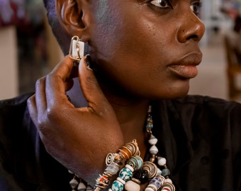 Multicolored chunky elastic bracelets,African Beaded Bracelets,Statement Bracelets