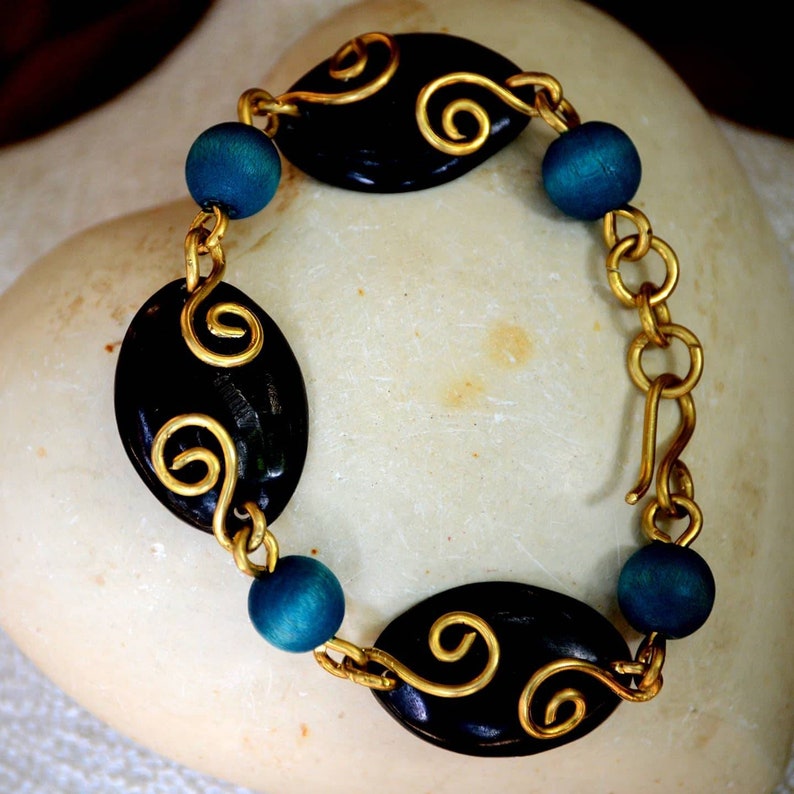 Black and Turquoise African layered necklace,Black Brass African necklace,Turquoise beaded African jewelry