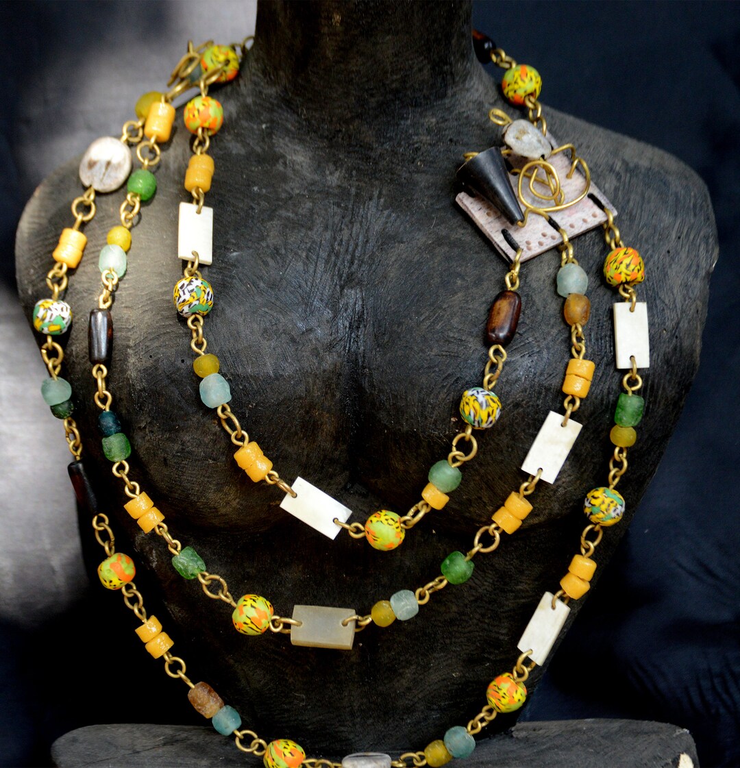Emerald Green and Yellow Layered Necklaceafrican Layered Etsy