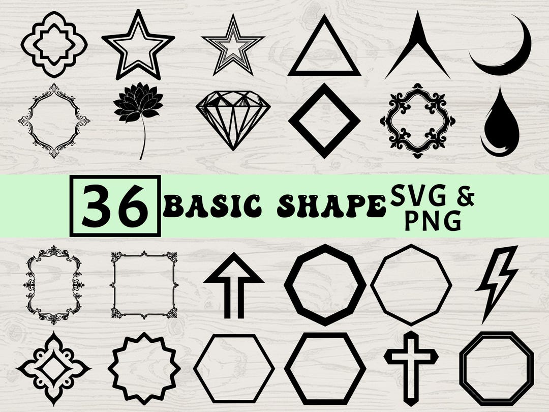 Basic Shape Silhouette SVG PNG Bundle, Geometric Clipart Vector, Cricut ...