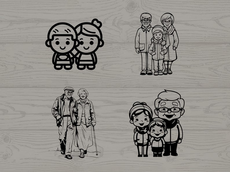 Grandparents Silhouette Vector SVG PNG Bundle | Family Love Digital ...