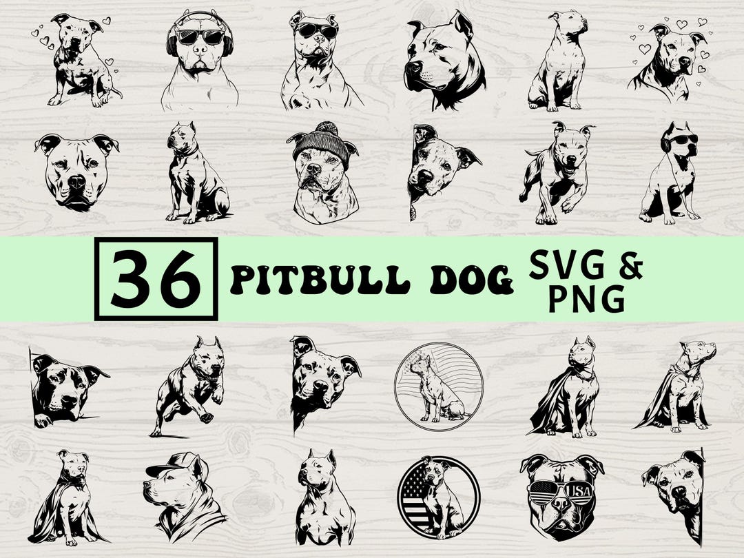 Pitbull Dog Silhouette Vector SVG PNG: Bully Breed Cut Files - Etsy