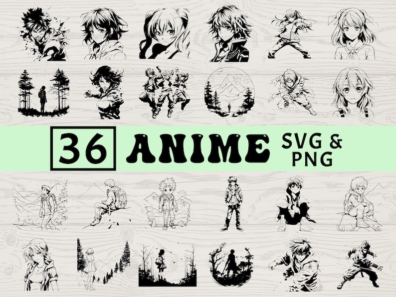 Anime SVG PNG Bundle, Manga Character Clipart, Otaku Cosplay Cut Files ...