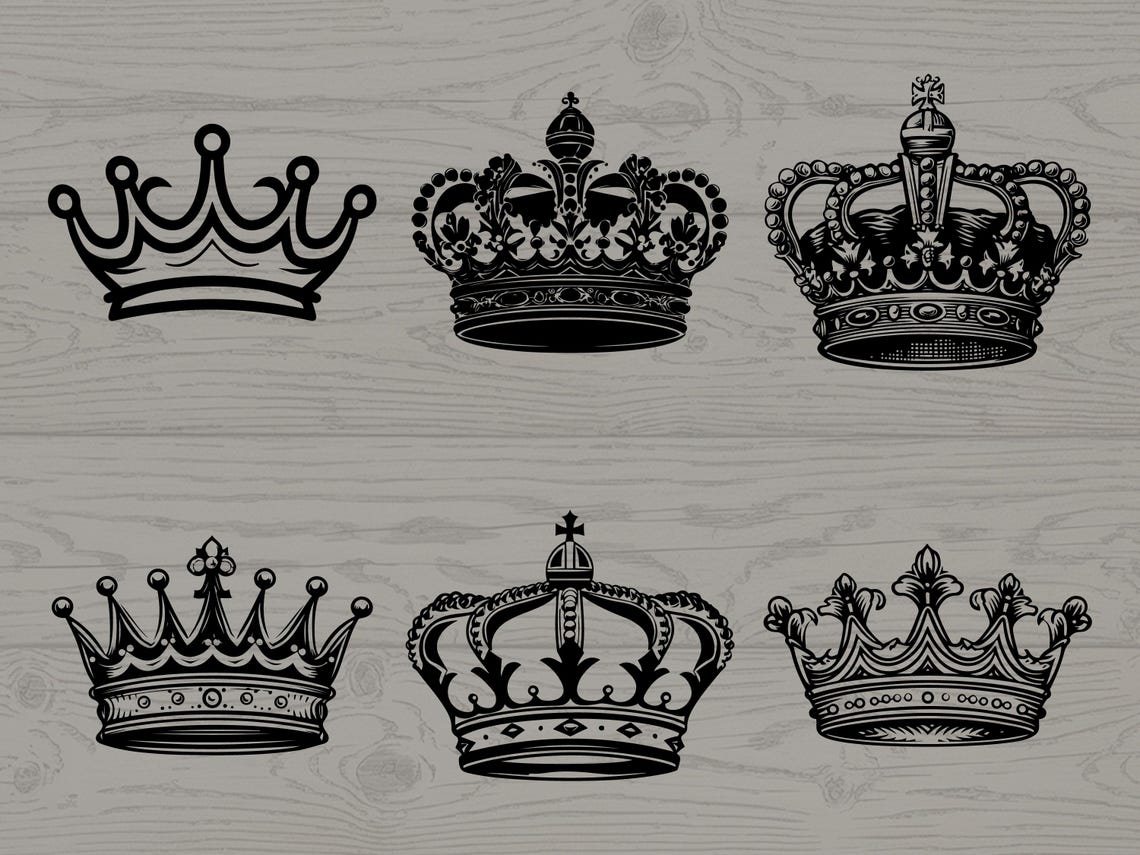 Paquete de siluetas de corona SVG y PNG, tiara de rey y reina real ...