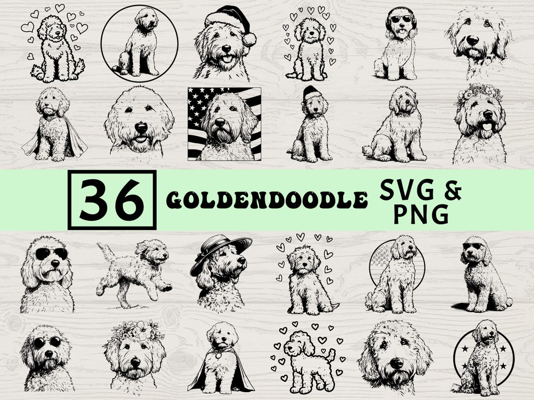 Goldendoodle SVG PNG Bundle | Dog Silhouette Vector Graphics (digital ...