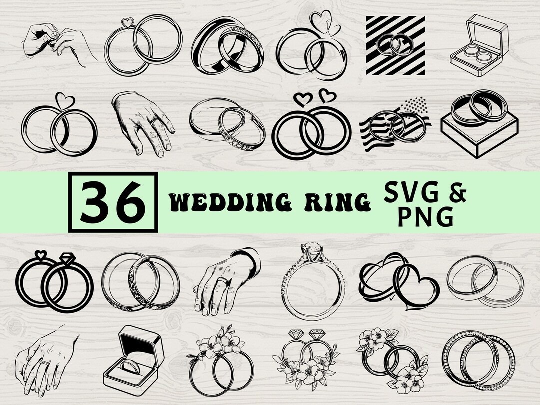 Wedding Ring Silhouette SVG PNG Bundle, Engagement Clipart, Bridal ...