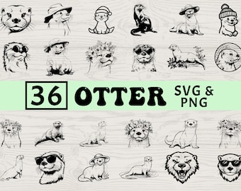 Paquete SVG PNG de nutria: silueta vectorial de animal, archivos de corte de Cricut (descarga digital)