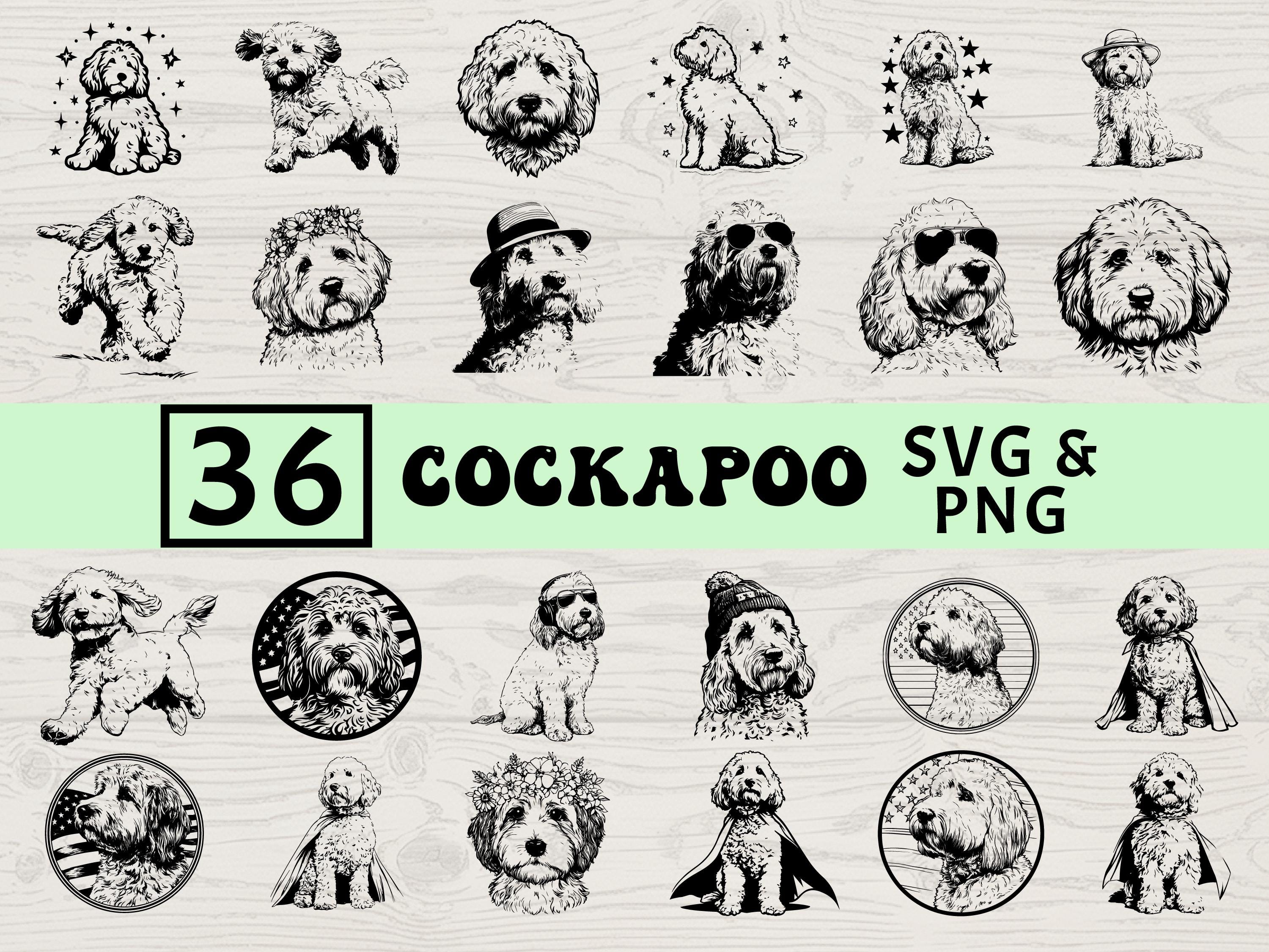 Cockapoo Silhouette SVG PNG Bundle, Dog Clipart, Pet Rescue Vector ...