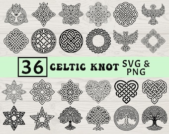 Celtic Knot Silhouette SVG PNG Bundle, Irish Symbol Clipart, Tribal Cut Files, Heritage Vector