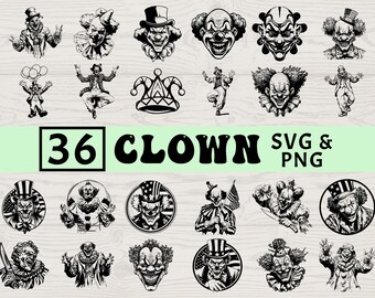 Clown SVG PNG Bundle, Zirkus Vektor Clipart für Cricut