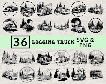 Logging Truck SVG PNG Bundle: Lumberjack Silhouette Vector