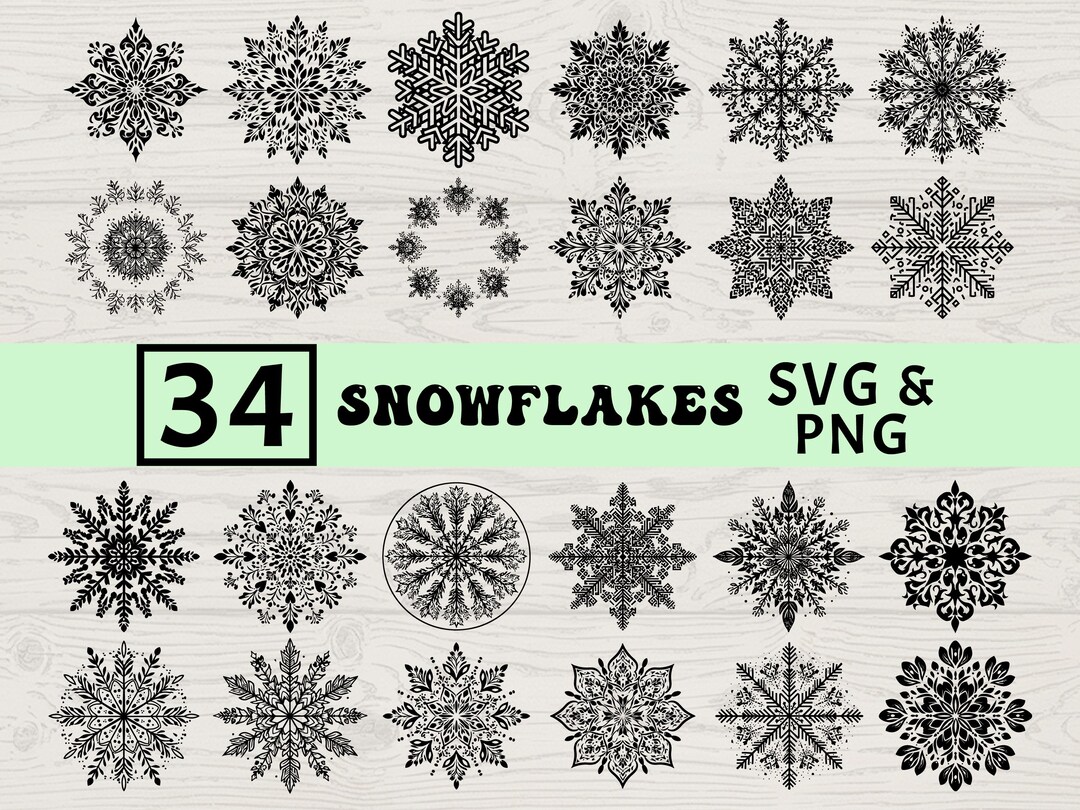 Snowflakes Silhouette SVG PNG Bundle, Winter Clipart, Christmas Cut ...