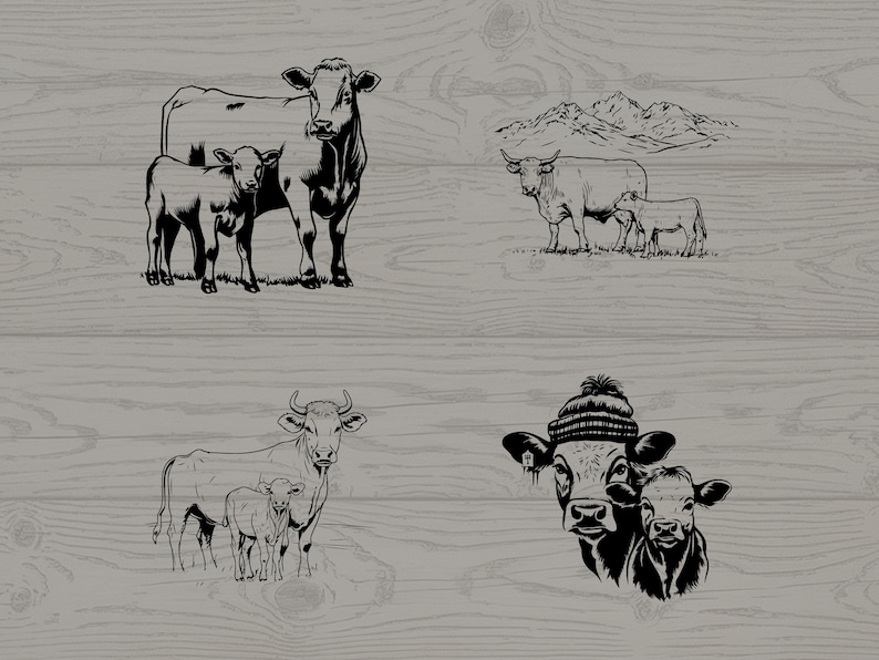 Angus Cow and Calf SVG PNG Bundle | Farm Animal Vector Graphics - Etsy