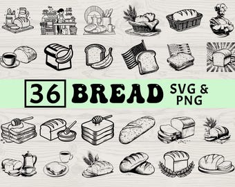 Bread Silhouette SVG PNG Bundle, Bakery Clipart Vector, Cricut Cut Files