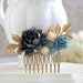 Angelina S reviewed Dark Blue Navy Blue Flower Hair Comb, Gold Dusky Blue Ivory Rose Gold Leaf Hair Comb, Navy Blue Wedding Something Blue Wedding Bridal Comb