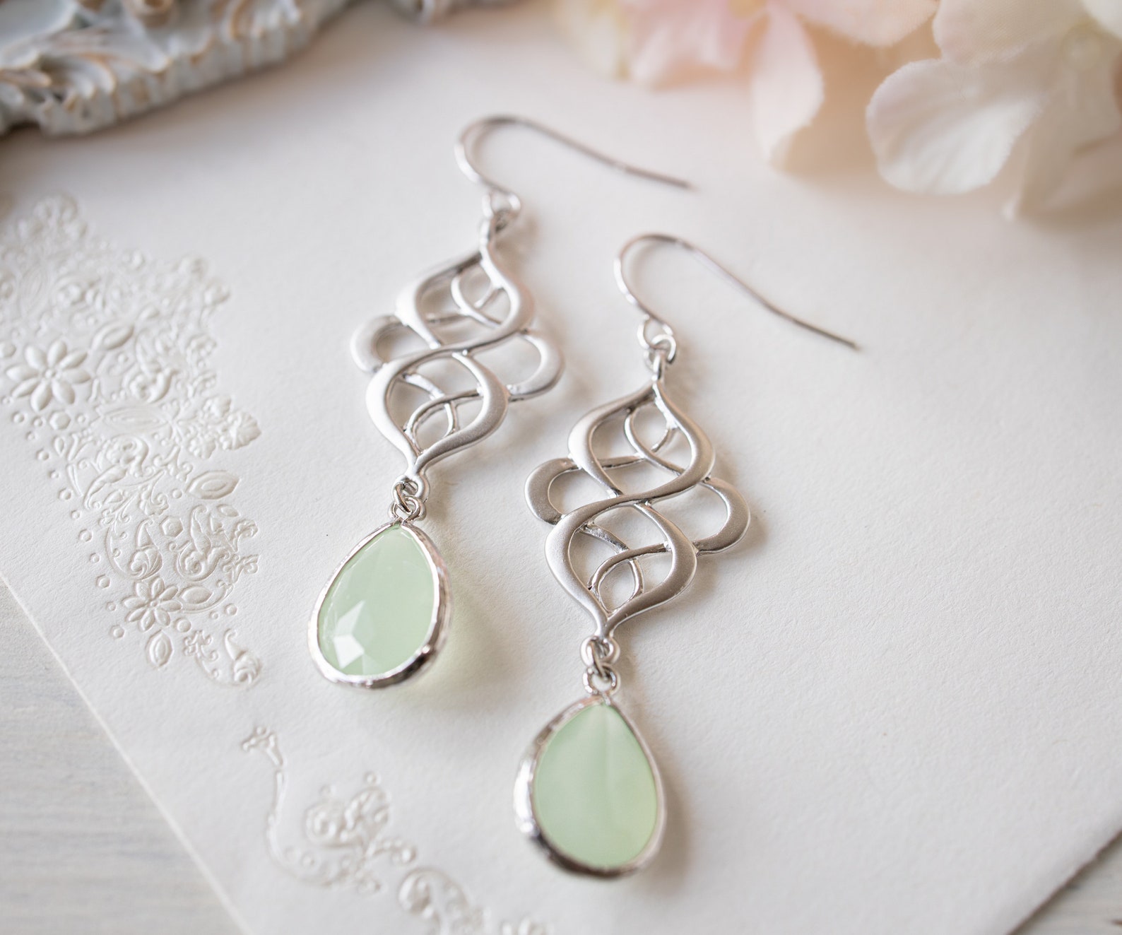 Mint Green Earrings Seafoam Green Earrings Light Green Etsy
