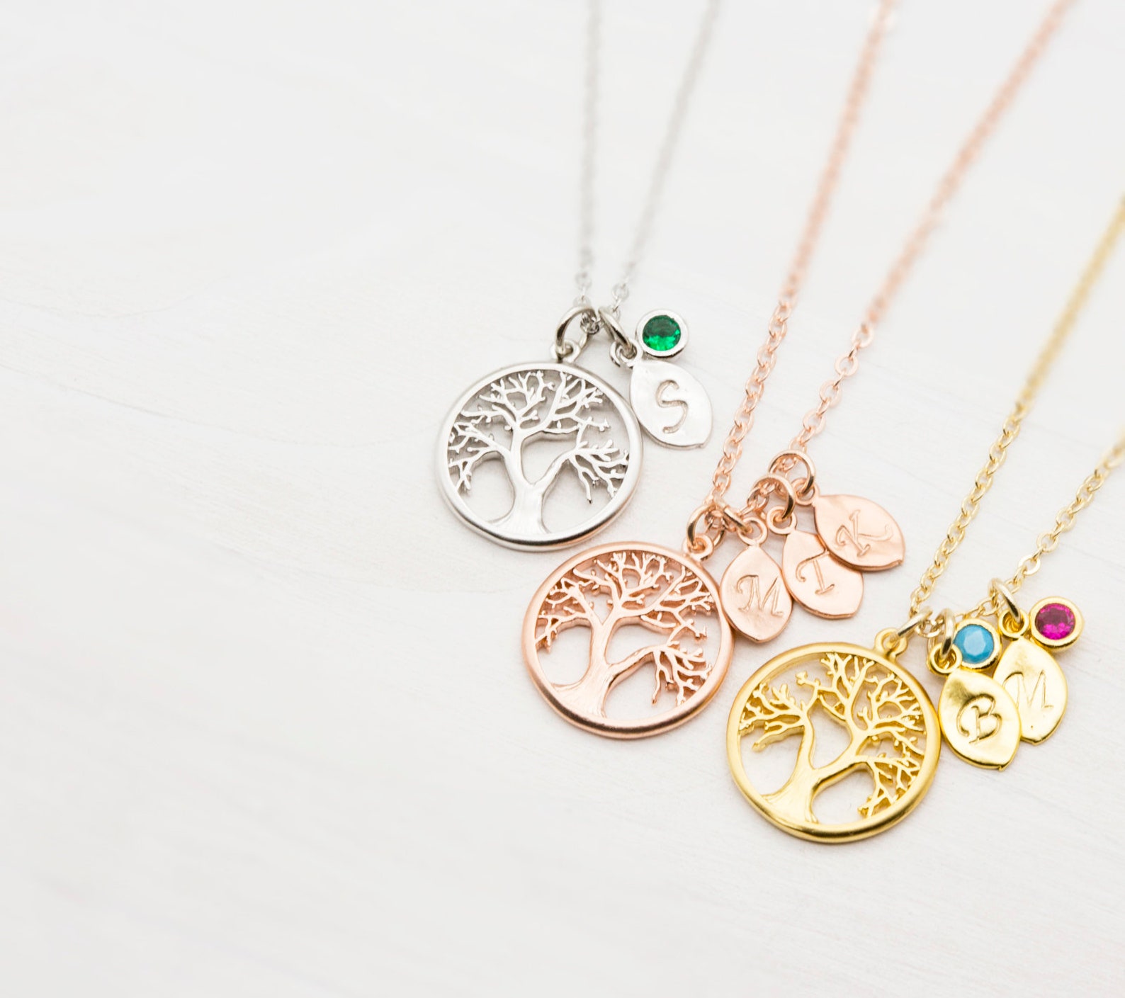 Personalized Family Tree Necklace for MOM Birthstone Initial Etsy