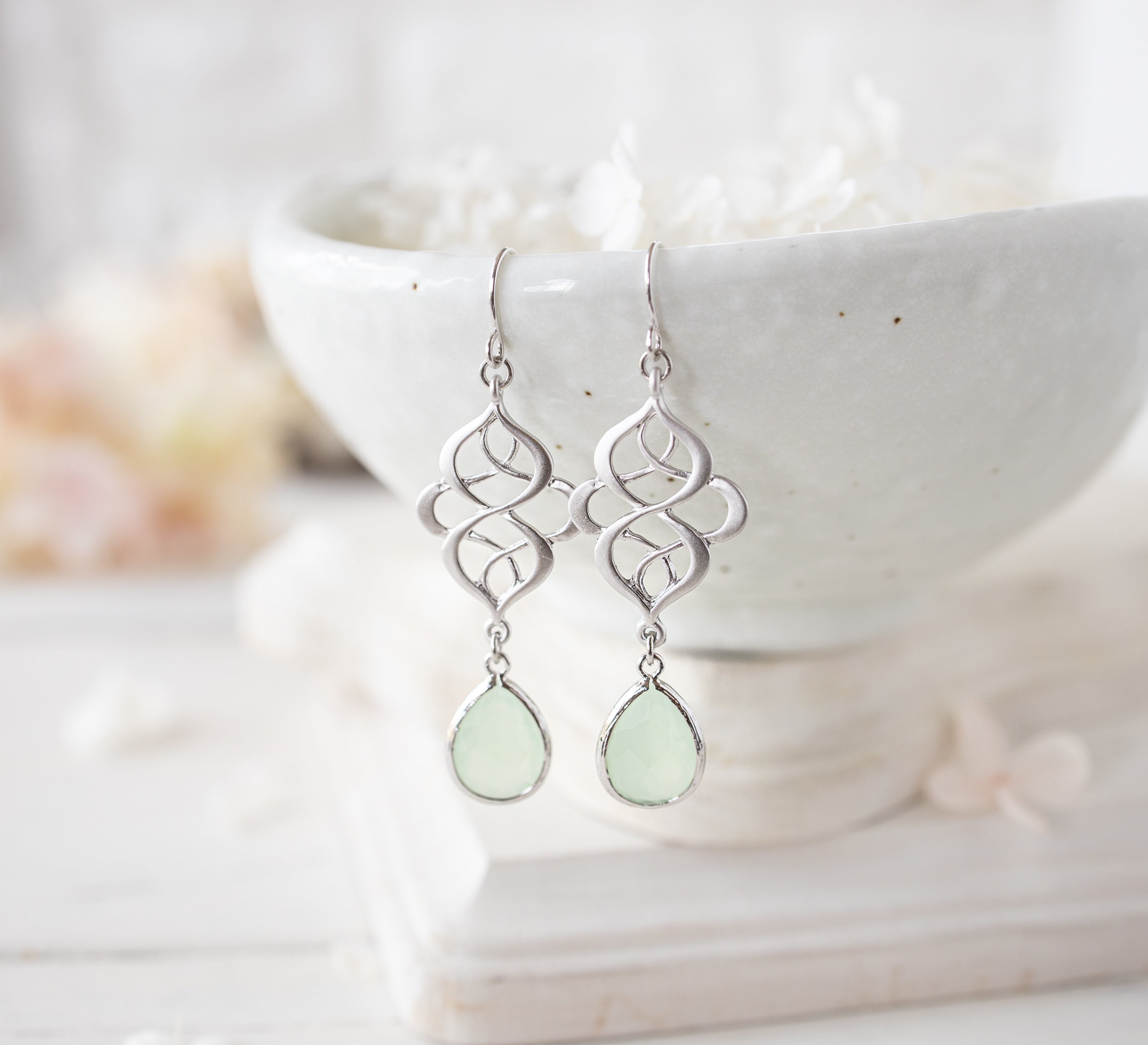 Mint Green Earrings Seafoam Green Earrings Light Green Etsy