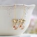 Peach Champagne Gold Orchid Flower Dangle Earrings Peach Champagne Wedding Bridal Earrings Bridesmaid Earrings Gift for her 