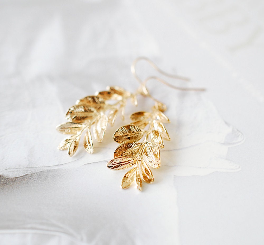 Sosie Designs - Matte Gold Five Leaf Organic Branch Earrings main image 1