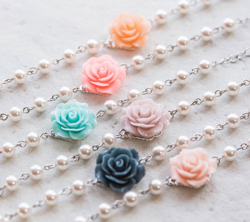 Bridesmaid Bracelet Flower Girl Bracelet Navy Blue Dusty Etsy