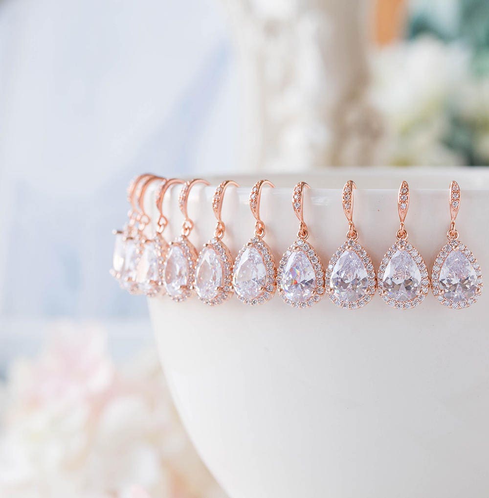 rose gold bridesmaid earrings