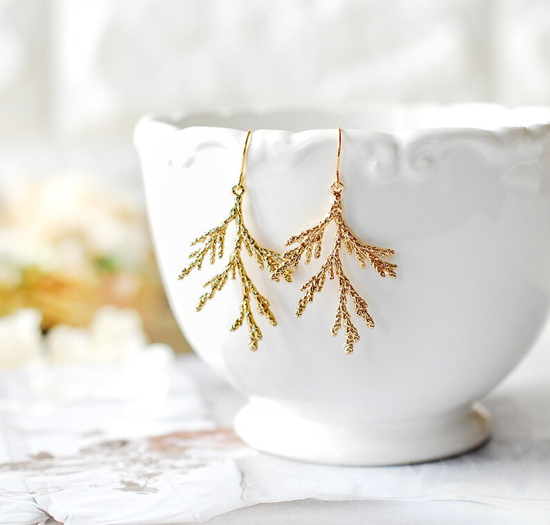 Silver Spruce Tree Leaf Branch Earrings, Fall Earrings, Winter Earrings, Fall Winter Jewelry, Coniferous Evergreen tree, Christmas Tree image 8