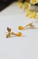 Bee Earrings, Gold Honey Bee Honey Drops Earrings, Yellow Topaz Glass Drop Earrings, Bee Jewelry, Bee Keeper Bee lover Gift, Gift for her 