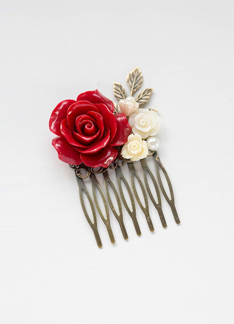 Red Wedding Hair Comb Bridal Hair Comb Bridesmaid Gift Red Etsy