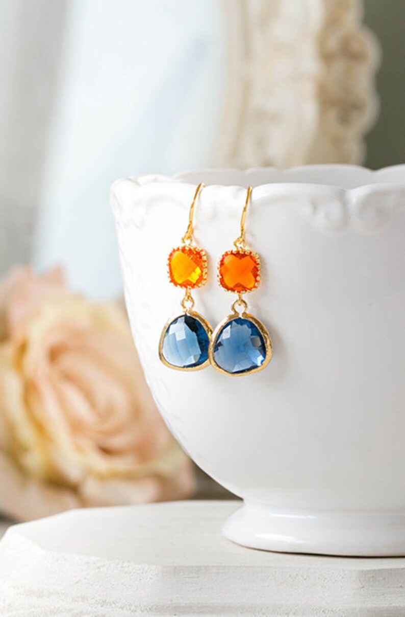 Drop Earrings Orange Stone Earrings Bridesmaid Earrings. Gift Earrings Dangle Earrings
