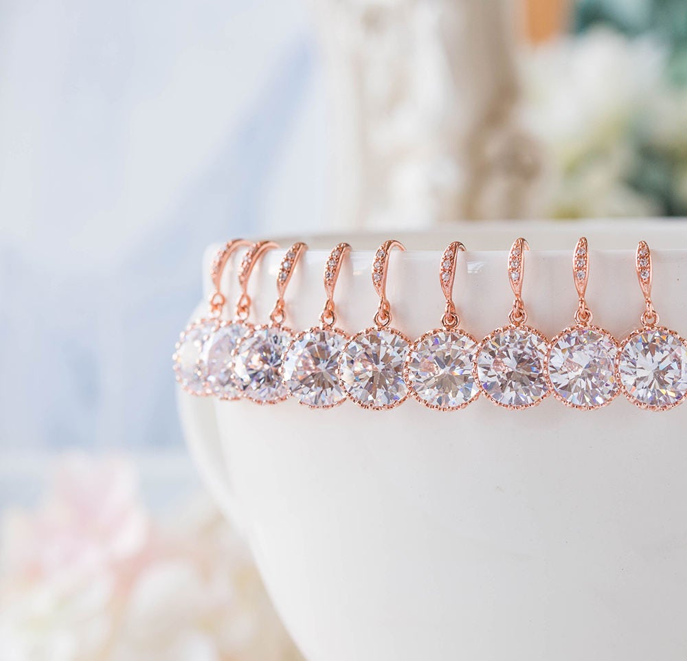 rose gold bridesmaid earrings