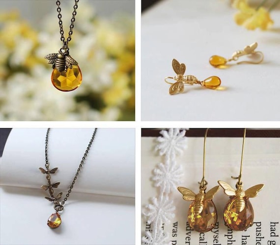 Vintage Bee Necklace 70s Pop Art Jewelry Insect Lover Retro
