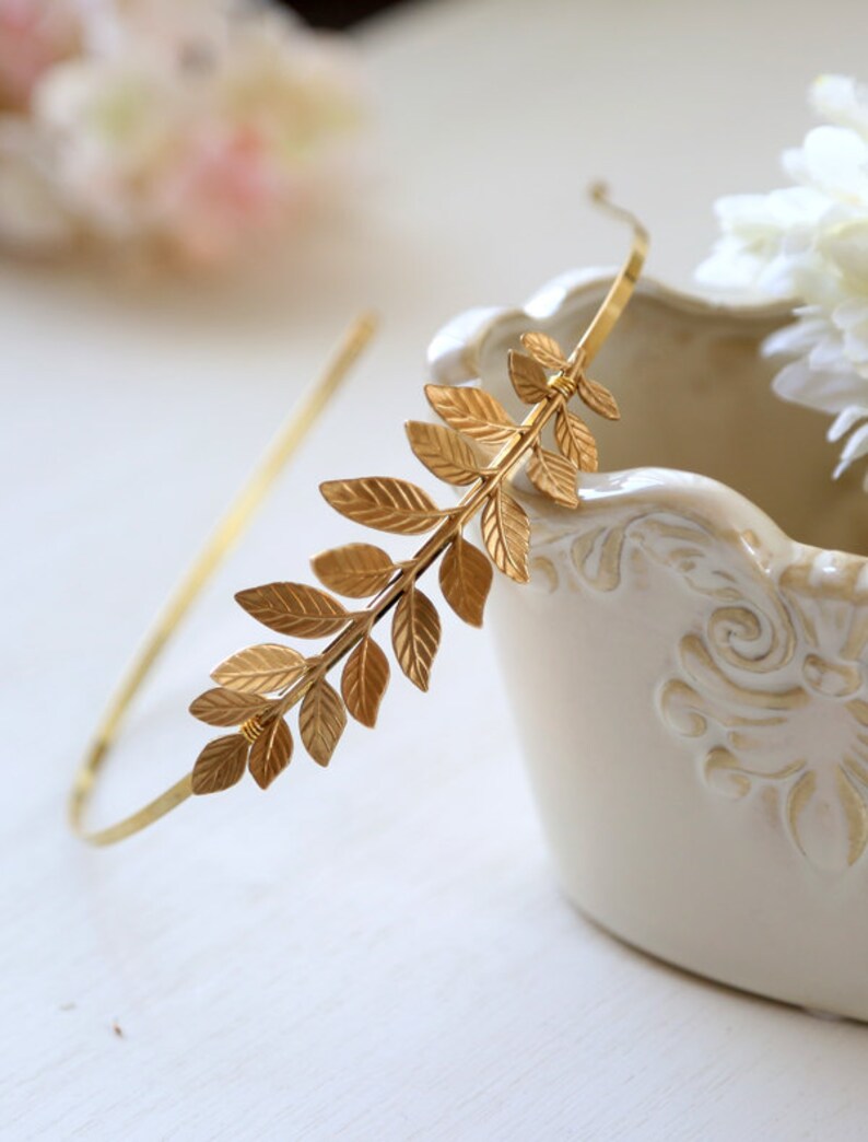 Grecian Hairband Bridal Hair Woodland Wedding Large Leaf Headband Wedding Headband Gold Leaf Headband Grecian Headpiece