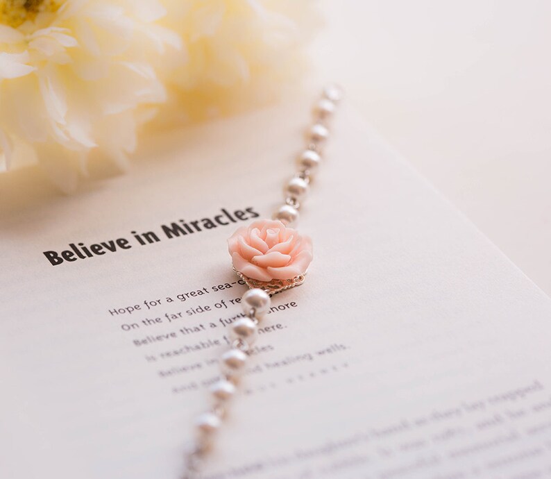 Bridesmaid Bracelet Flower Girl Bracelet Blush Pink Wedding Etsy